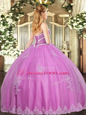 Custom Design Blue Sleeveless Tulle Lace Up Ball Gown Prom Dress for Military Ball and Sweet 16 and Quinceanera