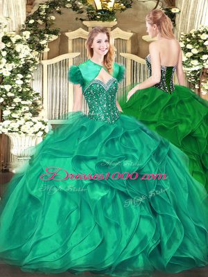 Floor Length Turquoise Quinceanera Gowns Sweetheart Sleeveless Lace Up
