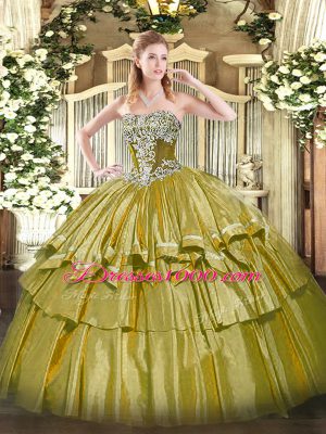 Romantic Organza and Taffeta Sleeveless Floor Length Quinceanera Dress and Beading and Ruffled Layers