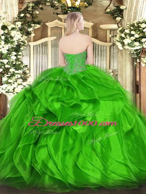 Orange Quinceanera Gowns Military Ball and Sweet 16 and Quinceanera with Beading and Ruffles Sweetheart Sleeveless Lace Up