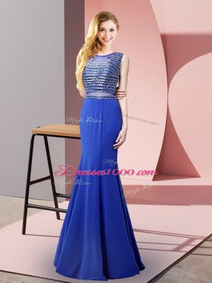 Elastic Woven Satin Sleeveless Floor Length Party Dress and Beading
