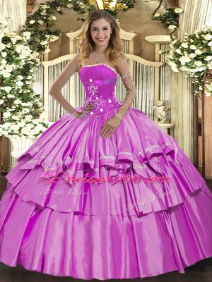 Custom Designed Sleeveless Lace Up Floor Length Beading and Ruffled Layers 15th Birthday Dress