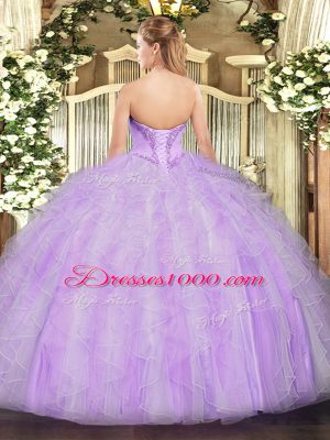 Organza Sleeveless Floor Length Sweet 16 Dresses and Beading and Ruffles