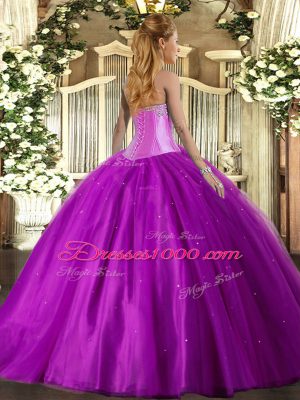 Floor Length Fuchsia Quinceanera Dresses Sweetheart Sleeveless Lace Up