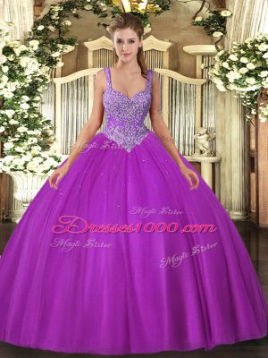 Fancy Sleeveless Beading Lace Up Quinceanera Dresses