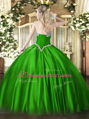 Edgy Ball Gowns Quinceanera Gown Sweetheart Satin Sleeveless Floor Length Lace Up