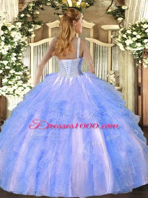 Stunning Floor Length Rose Pink Vestidos de Quinceanera High-neck Sleeveless Lace Up