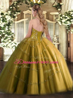 Ball Gowns Quinceanera Gown Green Sweetheart Tulle Sleeveless Floor Length Lace Up