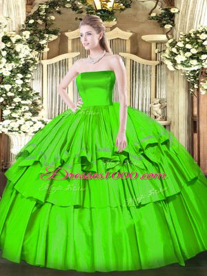 Glamorous Sleeveless Ruffled Layers Floor Length 15th Birthday Dress