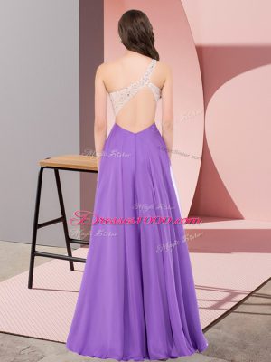 Best Selling Beading Fuchsia Lace Up Sleeveless Floor Length
