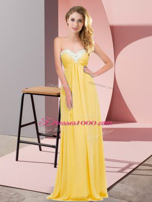 Fashion Gold Sweetheart Neckline Ruching Homecoming Dress Sleeveless Lace Up
