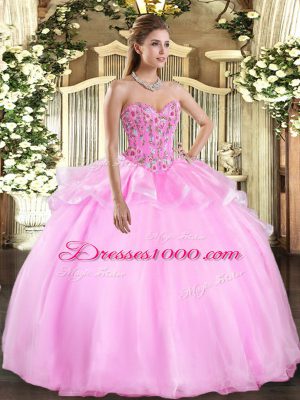 Organza and Tulle Sleeveless Floor Length Quinceanera Gown and Embroidery