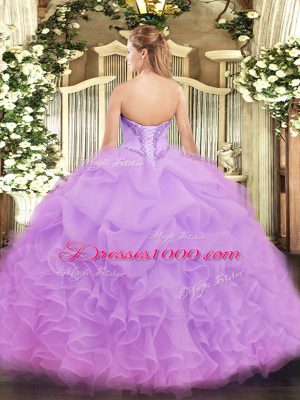 Gorgeous Organza Sleeveless Floor Length Quince Ball Gowns and Ruffles