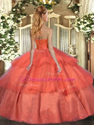 Shining Fuchsia Sleeveless Tulle Lace Up 15 Quinceanera Dress for Military Ball and Sweet 16 and Quinceanera