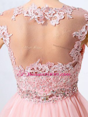 Best Sleeveless Side Zipper Mini Length Beading and Appliques Juniors Party Dress