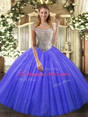 Gorgeous Floor Length Ball Gowns Sleeveless Blue Quinceanera Gown Lace Up