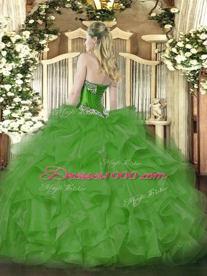 Sleeveless Beading and Ruffles Lace Up Vestidos de Quinceanera