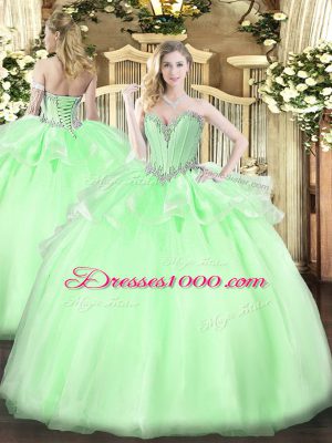 Beauteous Sweetheart Sleeveless Organza Quinceanera Dresses Beading Lace Up
