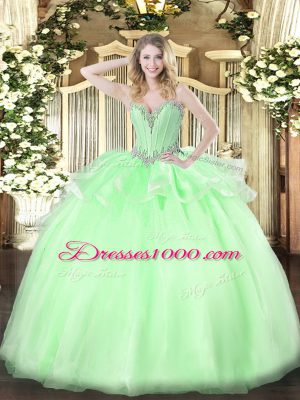 Beauteous Sweetheart Sleeveless Organza Quinceanera Dresses Beading Lace Up