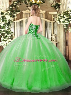High End Floor Length Yellow Green Quinceanera Dress Tulle Sleeveless Beading and Ruffles