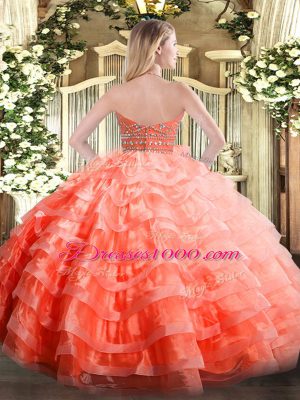 High Class Lavender Sleeveless Organza Zipper Vestidos de Quinceanera for Military Ball and Sweet 16 and Quinceanera