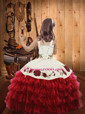 Hot Selling Organza Sleeveless Kids Pageant Dress and Lace