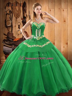 Floor Length Green Vestidos de Quinceanera Sweetheart Sleeveless Lace Up