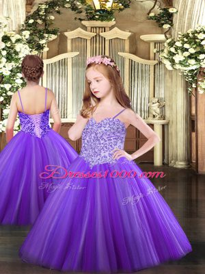 Exquisite Ball Gowns Ball Gown Prom Dress Purple Sweetheart Tulle Sleeveless Floor Length Lace Up