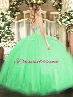 Lovely Tulle Sleeveless Floor Length Sweet 16 Quinceanera Dress and Lace