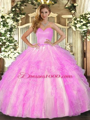 Super Floor Length Lilac Sweet 16 Dresses Sweetheart Sleeveless Lace Up