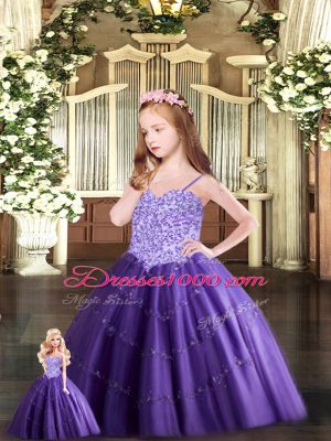 Ball Gowns Quince Ball Gowns Purple Sweetheart Tulle Sleeveless Floor Length Lace Up