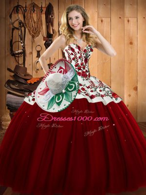 Sleeveless Lace Up Floor Length Embroidery 15 Quinceanera Dress