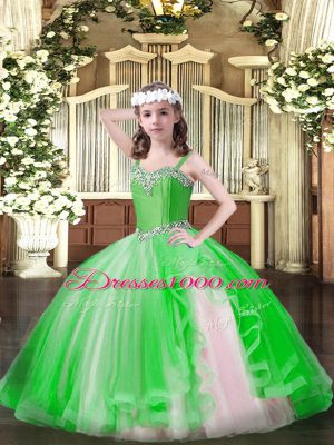 Evening Gowns Party and Quinceanera with Beading Straps Sleeveless Lace Up