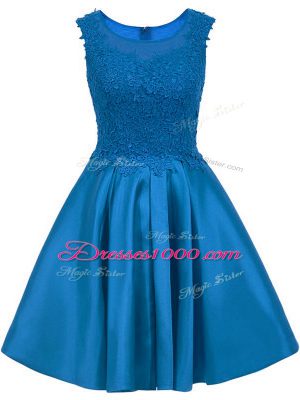 Trendy Blue Scoop Zipper Lace Bridesmaid Gown Sleeveless