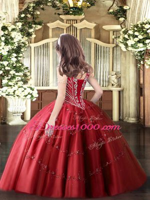 Sleeveless Floor Length Beading and Appliques Lace Up Pageant Gowns with Green