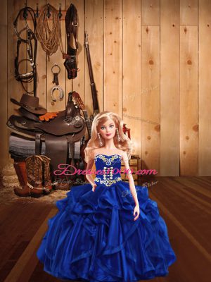 Flirting Sweetheart Sleeveless Lace Up Quinceanera Gowns Royal Blue Organza