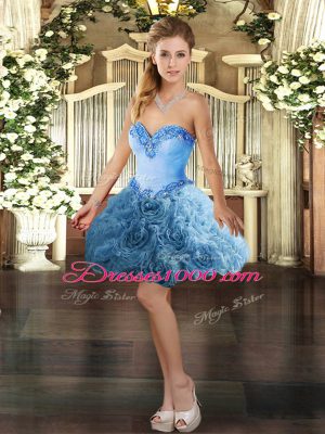Flare Sleeveless Lace Up Mini Length Beading Dress for Prom