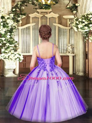 New Style Sleeveless Lace Up Floor Length Appliques Pageant Dress Toddler