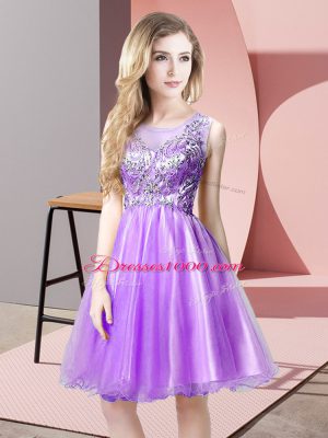 Clearance Lavender Zipper Scoop Beading Prom Dress Tulle Sleeveless