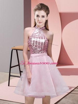 Nice Sleeveless Backless Mini Length Sequins Quinceanera Court of Honor Dress