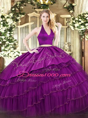 Wonderful Sleeveless Zipper Floor Length Embroidery and Ruffled Layers Quinceanera Dresses