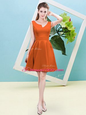 Mini Length Orange Red Bridesmaid Dresses Asymmetric Sleeveless Zipper