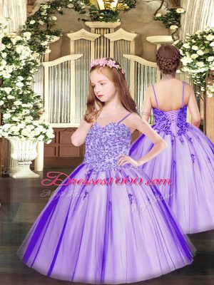 Latest Purple Sleeveless Tulle Lace Up Sweet 16 Quinceanera Dress for Military Ball and Sweet 16 and Quinceanera