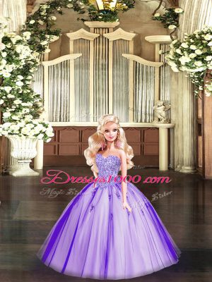 Latest Purple Sleeveless Tulle Lace Up Sweet 16 Quinceanera Dress for Military Ball and Sweet 16 and Quinceanera