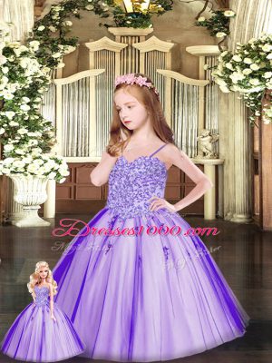 Latest Purple Sleeveless Tulle Lace Up Sweet 16 Quinceanera Dress for Military Ball and Sweet 16 and Quinceanera