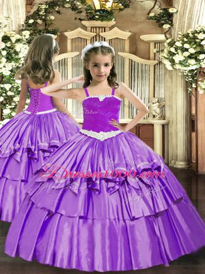 Sweet Eggplant Purple Lace Up Sweetheart Ruching Quince Ball Gowns Organza Sleeveless