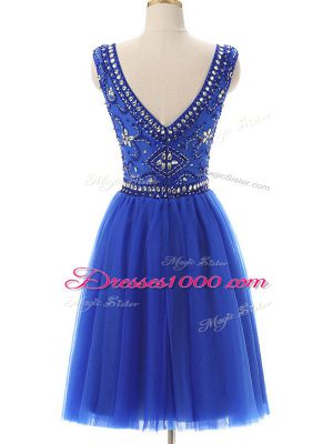 Luxury Tulle Sleeveless Mini Length Homecoming Dress and Beading