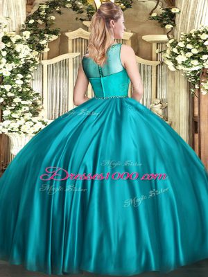 Zipper Scoop Beading Vestidos de Quinceanera Satin Sleeveless