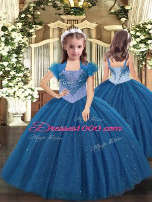 Artistic Beading 15 Quinceanera Dress Teal Lace Up Sleeveless Floor Length