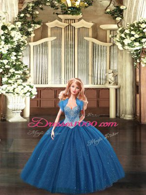 Artistic Beading 15 Quinceanera Dress Teal Lace Up Sleeveless Floor Length